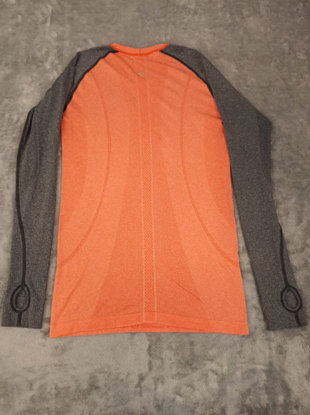 lululemon Women's Ribbed Long Sleeve Top - Bright Orange with Gray Trim Size 6 - Picture 3 of 14